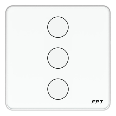 Công tắc cảm ứng nhà thông minh FPT Leto vuông trắng 3 nút