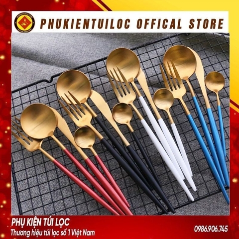 Combo 4 món Muỗng dao dĩa thìa cafe cá nhân, gia đình, inox 304 cao cấp phủ bóng