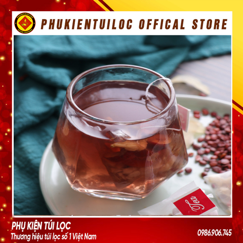 Combo 100 Túi lọc trà, thảo dược lưới tam giác 5.8x7 cm dây nhúng, hàn nhiệt