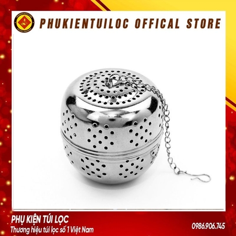 Bóng Lọc Trà inox mạ bạc cao cấp có dây treo tiện lợi- 6.6 x 6.8 cm (A0688)