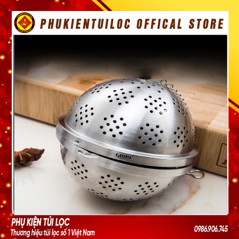 Lọc inox hình tròn cao cấp, có dây treo, nhiều kích thước, quả lọc- nhiều kích thước