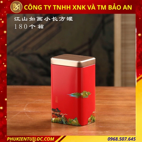 Hộp đựng trà chất liệu thiếc đa dạng màu sắc Giang Sơn Như Họa