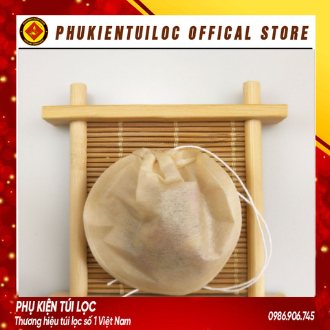 Combo 100 túi lọc giấy hình trống có dây rút lọc trà hoa, trà bột, cafe, bột thảo dược