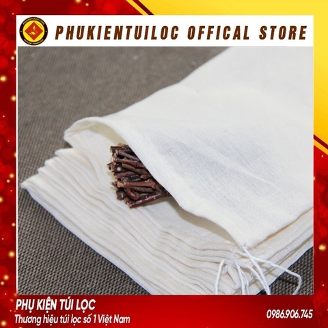 Combo 10 túi lọc trà, lọc gia vị bằng vải cotton 100% (8x10cm)