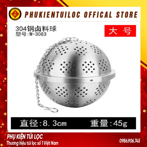 Lọc inox hình tròn cao cấp, có dây treo, nhiều kích thước, quả lọc W3801-6.2cm