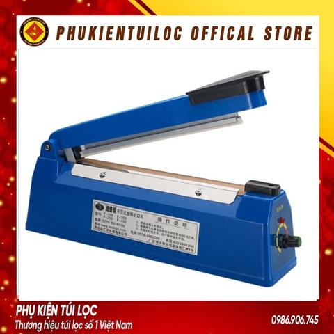 Máy hàn nhiệt miệng túi nilon túi zip dập tay PFS 200 để bảo quản thực phẩm, bọc sản phẩm bán hàng, cắt màng co
