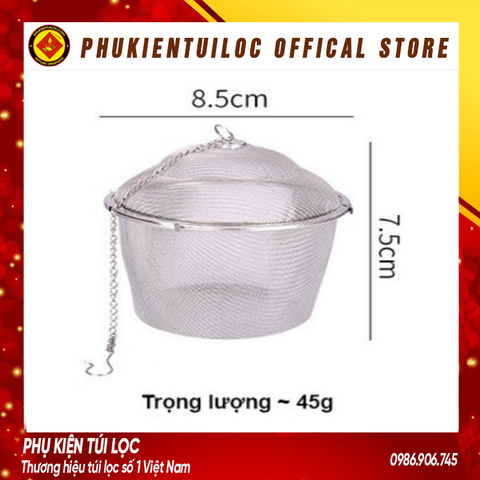 Lọc inox 304 hình trụ lưới cao cấp, nhiều kích thước, có dây treo- LINOX6- Phukientuiloc