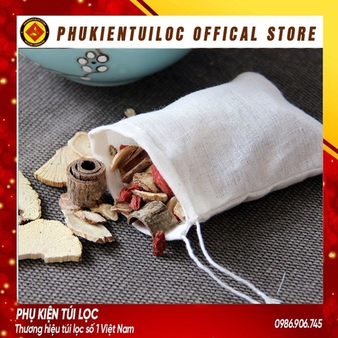 Combo 10 túi lọc trà, lọc gia vị bằng vải cotton 100% (8x10cm)