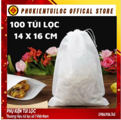 ( Sỉ) Combo 100 Túi lọc trà, cà phê vải không dệt có dây rút - Túi lọc nhiều kích thước