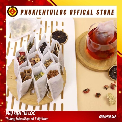 Combo 100 túi lọc trà, cafe,thảo dược có dây rút chất liệu vải không dệt- nhiều kích thước
