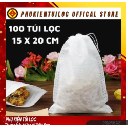 ( Sỉ) Combo 100 Túi lọc trà, cà phê vải không dệt có dây rút - Túi lọc nhiều kích thước
