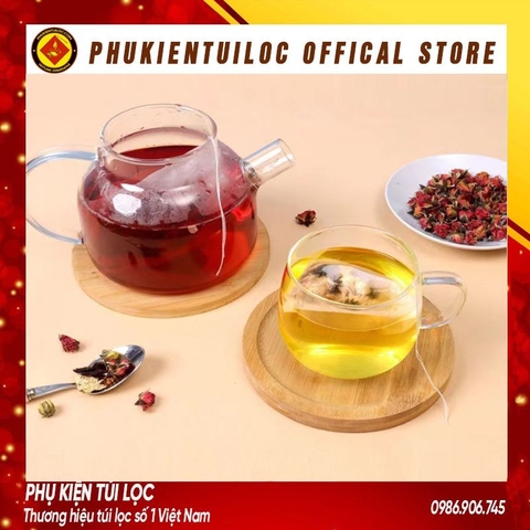 Combo 100 túi lọc trà, cafe,thảo dược có dây rút chất liệu vải không dệt-5x7cm