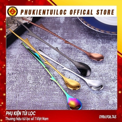 Thìa 3D inox 304 cao cấp thìa pha trà, cà phê, mật ong, tổ yến, quà tặng đẹp lung linh, lấp lánh- Phukientuiloc.com