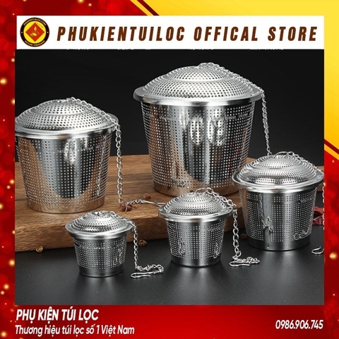 Lọc trà inox cao cấp 304 hình trụ, có dây treo, không gỉ, nhiều kích thước