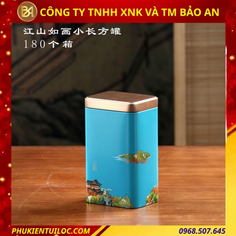 Hộp đựng trà chất liệu thiếc đa dạng màu sắc Giang Sơn Như Họa