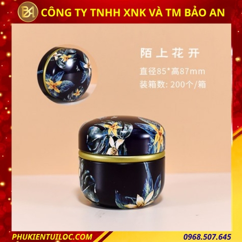 Lon trà hình cầu hoạ tiết đa dạng – Chuyên đựng trà, bột matcha, cacao