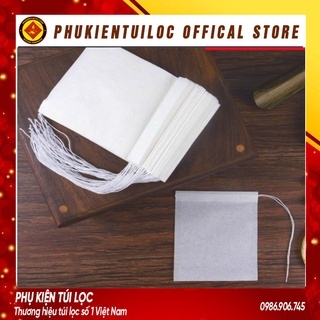 Combo 100 túi lọc trà giấy lọc trà, cafe có dây rút đầy đủ kích thước