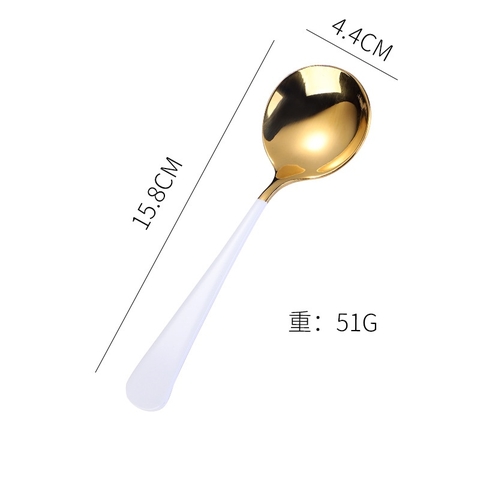 Thìa Inox 304 cao cấp độ dày 3.5mm mạ vàng cán dài nhiều màu sắc( kèm túi)