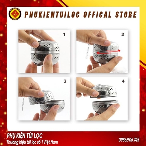 Lọc Trà Inox 304 Mạ Bạc Cao Cấp Có Dây Treo Tiện Lợi- Nhiều kích thước- Phukientuiloc