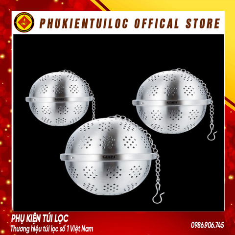 Lọc inox hình tròn cao cấp, có dây treo, nhiều kích thước, quả lọc W3801-6.2cm