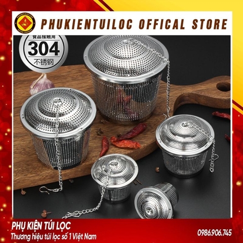 Lọc trà inox cao cấp 304 hình trụ, có dây treo, không gỉ, nhiều kích thước