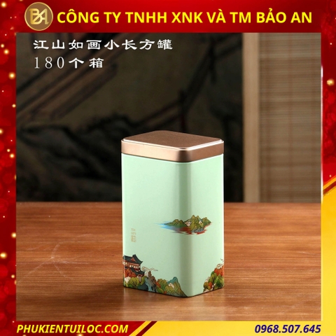 Hộp đựng trà chất liệu thiếc đa dạng màu sắc Giang Sơn Như Họa