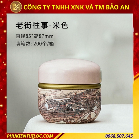 Lon trà hình cầu hoạ tiết đa dạng – Chuyên đựng trà, bột matcha, cacao