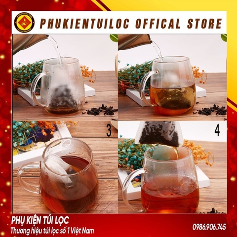 Combo 100 túi lọc trà, cafe,thảo dược có dây rút chất liệu vải không dệt-7x9cm