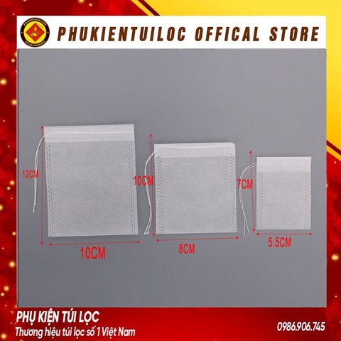 Combo 100 túi lọc trà, cafe,thảo dược có dây rút chất liệu vải không dệt- 9x10cm