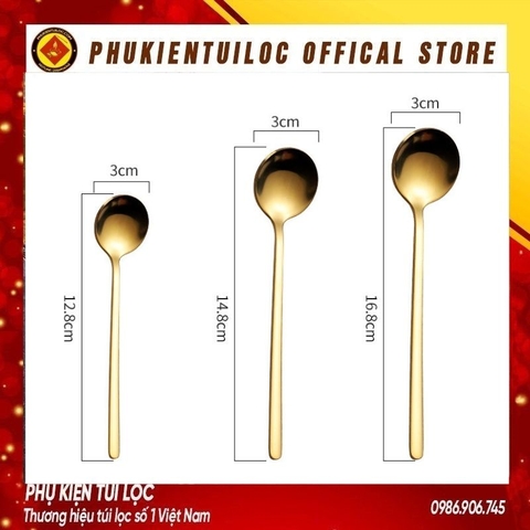 Thìa cafe, muỗng cafe, thìa dài uống trà inox 410, 304 cao cấp, hai màu vàng bạc sang trọng, tinh tế... -Phukientuiloc
