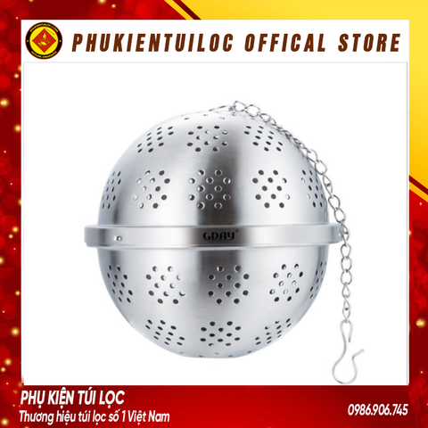 Lọc inox hình tròn cao cấp, có dây treo, nhiều kích thước, quả lọc W3801-6.2cm