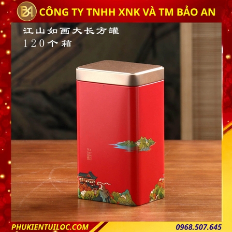 Hộp đựng trà chất liệu thiếc đa dạng màu sắc Giang Sơn Như Họa