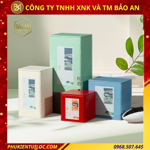 Bộ sưu tập lon trà hoạ tiết vân lá cao cấp