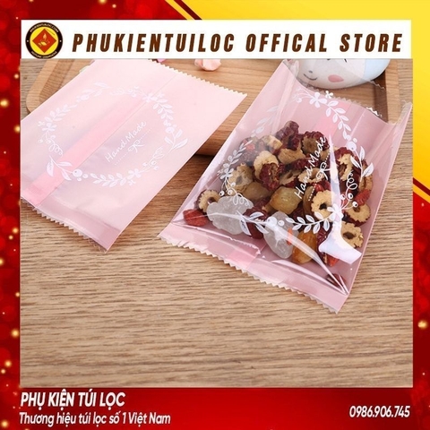 Set 100 Túi đựng bánh cookie/ bánh quy/ trà hoa( túi vòng hoa 4 màu )nhiều kích thước- Phukientuiloc.com
