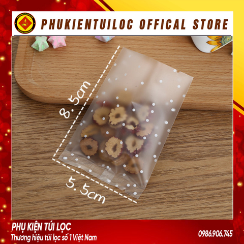 Set 100 túi đựng trà hoa, bánh ( chấm bi) nhiều kích thước