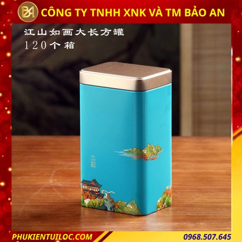 Hộp đựng trà chất liệu thiếc đa dạng màu sắc Giang Sơn Như Họa