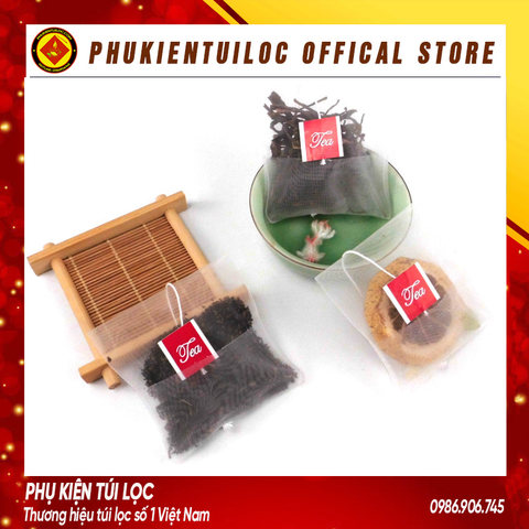 Combo 100 Túi lọc trà, thảo dược lưới tam giác gấp miện dây nhúng- nhiều kích thước