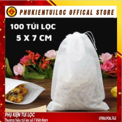 ( Sỉ) Combo 100 Túi lọc trà, cà phê vải không dệt có dây rút - Túi lọc nhiều kích thước