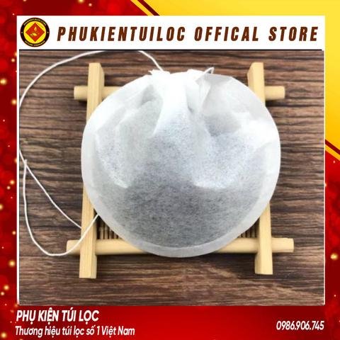 Combo 100 túi lọc giấy hình trống có dây rút lọc trà hoa, trà bột, cafe, bột thảo dược