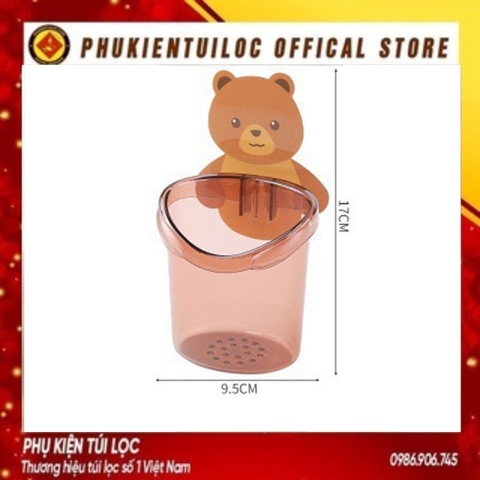 Cốc Gấu DÁN TƯỜNG - Hũ Đựng Bàn Chải Và Kem Đánh Răng Hình Gấu Dễ Thương- Phukientuiloc.com