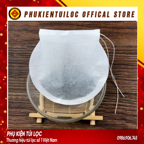 Combo 100 túi lọc giấy hình trống có dây rút lọc trà hoa, trà bột, cafe, bột thảo dược