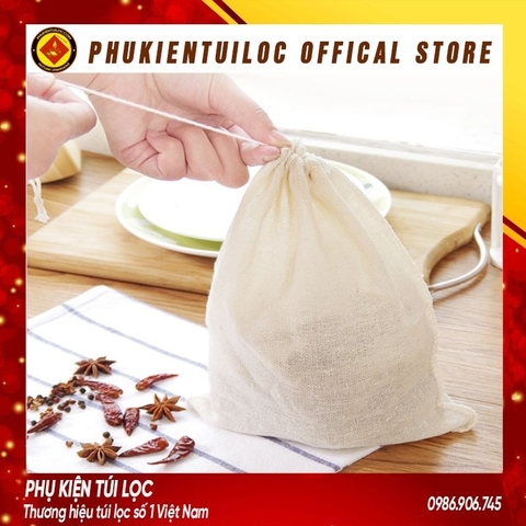 Combo 10 túi lọc trà, lọc gia vị bằng vải cotton 100% (8x10cm)