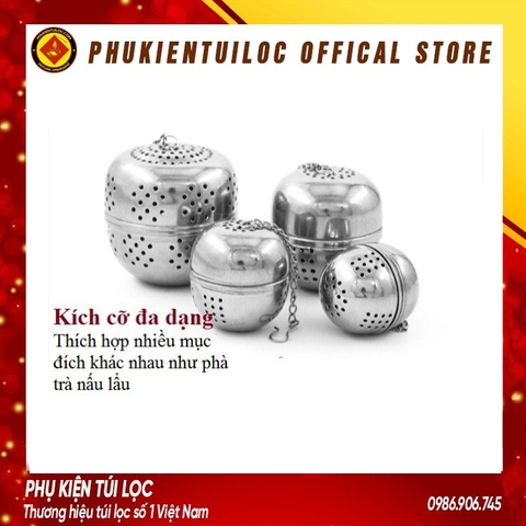 Bóng Lọc Trà inox mạ bạc cao cấp có dây treo tiện lợi- A0682-5.6x5.9cm