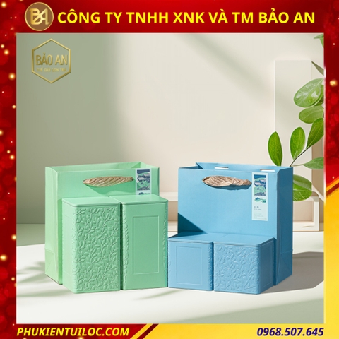 Bộ sưu tập lon trà hoạ tiết vân lá cao cấp