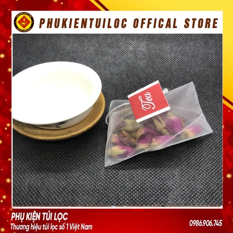 Combo 100 Túi lọc trà, thảo dược lưới tam giác 5.8x7 cm dây nhúng, hàn nhiệt