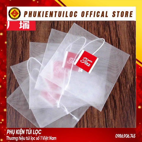 Combo 100 Túi lọc trà, thảo dược lưới tam giác gấp miện dây nhúng- nhiều kích thước