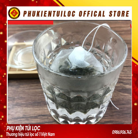 Combo 100 túi lọc giấy hình trống có dây rút lọc trà hoa, trà bột, cafe, bột thảo dược