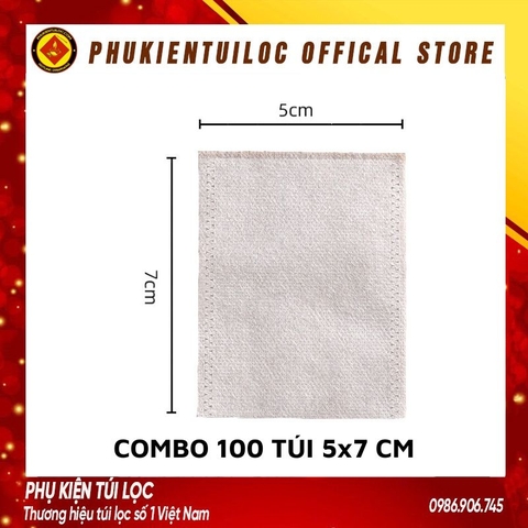 Combo 100 túi lọc trà, cafe,thảo dược có dây rút chất liệu vải không dệt-5x7cm