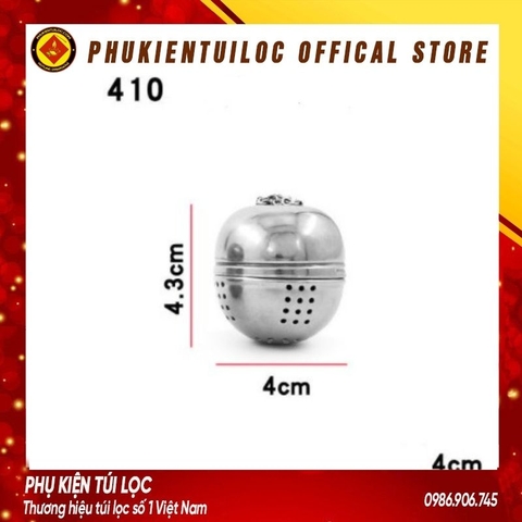 Bóng Lọc Trà inox mạ bạc cao cấp có dây treo tiện lợi- 4.4.3 cm (A0681)