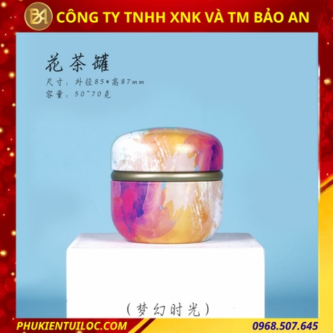 Lon trà hình cầu hoạ tiết đa dạng – Chuyên đựng trà, bột matcha, cacao
